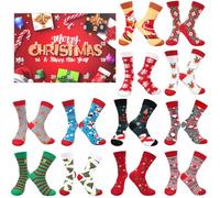 Sock Advent Calendar 2025, Christmas Vacation Socks Advent Calendar, 12 Pairs (24Pcs) 24-day Countdown Christmas Sock for Women Man Adults (36-42)