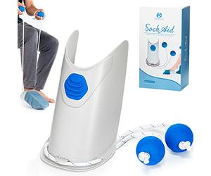Sock Aid - Socks Helper with Adjustable Cords, Easy on Sock Aid Tool with Ergonomic Soft Foam Round Handles for Elderly, Disabled, Pregnant, Diabetics-Sock Helper Aide Tool