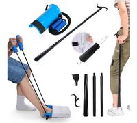 Sock Aids for Putting On Socks for Seniors, Easy Sock Helper Device with Button Hook, Zipper Pull, Dressing Stick & Shoe Horn - Daily Dressing Aid for Limited Flexibility