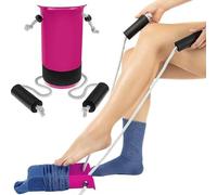 Sock Aids for Putting Socks On and Off - Easy to Use Sock Assistant Puller with Foam Handles for Elderly, Men, Women, Disabled, Pregnant Women Pulling Assist Device (Pink, 1 Pack)