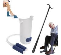 Sock Aids for Putting Socks On and Off - Easy to Use Sock Assistant Puller with Foam Handles for Elderly, Men, Women, Disabled, Pregnant Women Pulling Assist Device (White, Bundle)