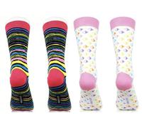 Sock Atomica 2 Pair Unisex Gift Set - Colourful Funny Cotton Crew Socks for Men & Women, Boxed Gift Perfect for Couples, Birthday, Christmas (Joyful Journey)