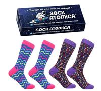 Sock Atomica 2 Pair Unisex Gift Set - Colourful Funny Cotton Crew Socks for Men & Women, Boxed Gift Perfect for Couples, Birthday, Christmas (Joyful Duo)