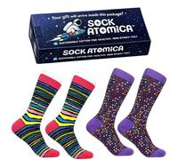 Sock Atomica 2 Pair Unisex Gift Set - Colourful Funny Cotton Crew Socks for Men & Women, Boxed Gift Perfect for Couples, Birthday, Christmas (Vivid Sparkle)