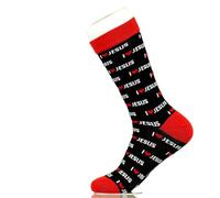 Sock Atomica Funny Novelty Colourful Cotton Crew Socks - Unisex Cool Design Gift Idea (UK 7-11 / EU 41-46, I Heart Jesus)