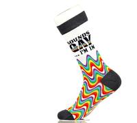 Sock Atomica Funny Novelty Colourful Cotton Crew Socks - Unisex Cool Design Gift Idea (UK 7-11 / EU 41-46, Sounds Gay I'm In - Rainbow)