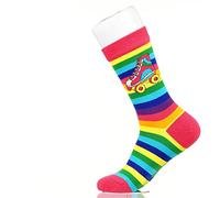 Sock Atomica Funny Novelty Socks | Colourful Unisex Cotton Crew | Gift Idea | Ditch Boring Socks (UK, Numeric, 3, 6.5, Regular, Regular, Rainbow Striped Roller Skate Funky Colorful)