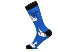 Sock Atomica Funny Novelty Socks | Colourful Unisex Cotton Crew | Gift Idea | Ditch Boring Socks (UK, Numeric, 3, 6.5, Regular, Regular, Middle Finger Design Soft Fit Blue Unique Gift)