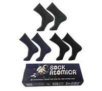 Sock Atomica Luxury Super Soft Men's Premium Bamboo Crew Socks Gift Box - 3 Pairs Black, Navy, Dark Grey - Odourless & Antibacterial Dress Socks for Work, Office & Formal Wear - UK 7-11 (EU 41-46)