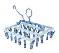 Sock Drying Racks, Folding Laundry Hanger with 32 Pegs Clothes Drying Rack, Wind-proof Clothes Hanger Rack Hanging Dryer Laundry Airer for Socks Underwear Shoe Insoles Baby Clothes Gloves (Blue)