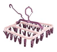 Sock Drying Racks, Folding Laundry Hanger with 32 Pegs Clothes Drying Rack, Wind-proof Clothes Hanger Rack Hanging Dryer Laundry Airer for Socks Underwear Shoe Insoles Baby Clothes Gloves (Pink)