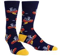 Sock It To Me Men's Keep On Paddling Crew Socks, Canoe Squirrel Socks One Size Fits Most Blue