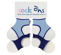 Sock Ons - Baby Sock Holders - 0-6 Months - 2 Pack (1 x Baby Blue, 1 x Navy) - Amazing Value Pack - Keep Baby