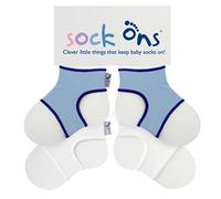 Sock Ons - Baby Sock Holders - 0-6 Months - 2 Pack (1 x Baby Blue, 1 x White) - Amazing Value Pack - Keep Baby
