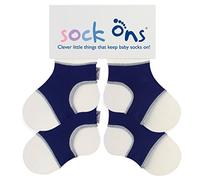 Sock Ons - Baby Sock Holders - 0-6 months - 2 Pack - 2 x Navy - Amazing Value Pack - Keep Baby