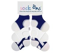 Sock Ons - Baby Sock Holders - 0-6 Months - 3 Pack (Blue Designer) - Amazing Value Pack - Keep Baby