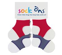 Sock Ons - Baby Sock Holders - 6-12 months - 2 Pack - 1 x Red, 1 x Blueberry - Amazing Value Pack - Keep Baby