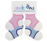 Sock Ons - Sock Holders - 12-18 months - 2 Pack - 1 x Baby Blue, 1 x Baby Pink - Amazing Value Pack - Keep Baby