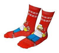 Sock Shack Homer Simpson Santa Beer Can Christmas Mens Red Socks One Pair