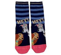 Sock Shack Ladies Hey Lady & The Tramp Faces Striped Blue Socks 4-8 UK/37-42 Eur/6-10 US