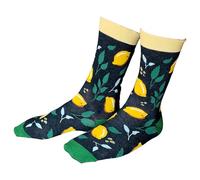 Sock Shack Lemon Tree Grove Pattern Zesty Citrus Fruit Vibrant Mens Black Socks One Pair