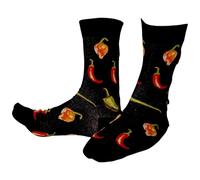 Sock Shack Scotch Bonnet, Fresno & Jalapeño Hot Chili Peppers Mens Black Socks One Pair