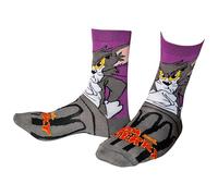 Sock Shack Tom Cat Jerry Mouse Crafty Cat Plotting Cartoon Feline Ladies Purple Socks One Pair