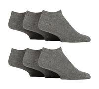 SOCK SHOP GENTLE GRIP - 6 Pairs Diabetic Trainer Socks for Men | Extra Wide Non-Elastic Soft Cotton Ankle Socks for Swollen Feet & Circulation (6-11, Grey)