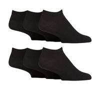 SOCK SHOP GENTLE GRIP - 6 Pairs Diabetic Trainer Socks for Men | Extra Wide Non-Elastic Soft Cotton Ankle Socks for Swollen Feet & Circulation (12-14, Black)