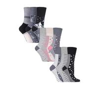SOCK SHOP GENTLE GRIP - Ladies Non-Elastic Cotton Patterned Socks - 9 Pack | Loose Top Socks for Circulation Support (4-8, Grey Mix)
