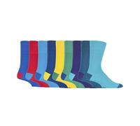 SOCK SHOP GENTLE GRIP - Mens Non-Elastic Cotton Patterned Socks - 9 Pack | Loose Top Socks for Circulation Support (6-11, Colourburst Mix 2)