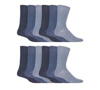 SOCK SHOP GENTLE GRIP - Mens Non-Elastic Diabetic Socks - 12 Pack | Soft Top Socks for Circulation & Everyday Comfort (6-11, Blues)