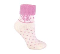 Sock Snob 1 Pack Ladies Soft Warm Wool Bed Socks with Fairisle Design - 4-8 UK - Cream