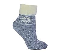 Sock Snob 1 Pack Ladies Soft Warm Wool Bed Socks with Fairisle Design - 4-8 UK - Grey