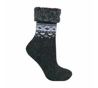 Turn Over Top Warm Thermal Winter Nordic Bed Socks - Black