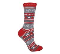 Sock Snob - 1 Pair Ladies Festive Feet Novelty Christmas Socks Size 4-8 Uk, 37-42 Eur (Grey fairisle)