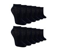 Sock Snob 12 Pack Kids Soft Breathable Bamboo Trainer Liner Socks Ideal for PE - 4-5 UK - Black