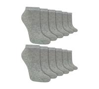 Sock Snob 12 Pack Kids Soft Breathable Bamboo Trainer Liner Socks Ideal for PE - 4-5 UK - Grey