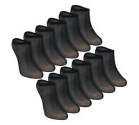Sock Snob - 12 Pack Ladies Invisible No Show Pop Socks, 15 Denier Sheer Lightweight Hosiery, Soft Low Cut Shoe Liners, Black Natural, UK Size 4-8 (4-8, Black)