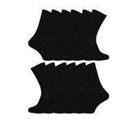 Sock Snob 12 Pair Mens 100% Egyptian Cotton Luxury Seamless Mid Calf Black Socks - 6-8 UK - Black
