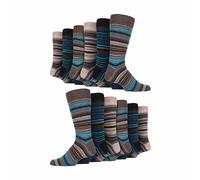 Sock Snob 12 Pair Mens Colourful Cotton Striped Patterned Dress Socks - 6-11 UK - Bangkok