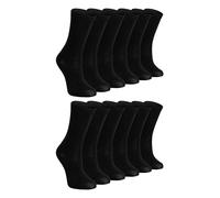 Sock Snob 12 Pair Multipack Kids Plain School Socks | Boys & Girls | 3 Sizes Childrens Cotton Rich Socks (11-14 Years, Black)