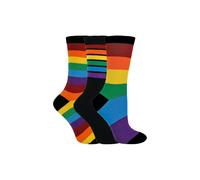 3 Pairs Striped Rainbow Design Casual School Socks Sock Snob Multi 12-3