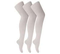 Sock Snob - 3 Pack Girls 70 Denier Ballet Tights | Kids Soft & Comfort Footed Dance Tights in Pink & White (3-5 Years, White)