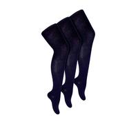 Sock Snob 3 Pack Girls Plain Soft Breathable Cotton School Tights (5 Sizes) - 5-6 Years - Navy