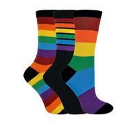 3 Pairs Bright Striped Patterned Colourful Rainbow Socks Sock Snob Multi 4-7