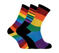 Sock Snob 3 Pack Mens & Ladies Bright Patterned Striped Cotton Rainbow Socks - 6-11 UK - Rainbow