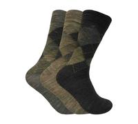 Sock Snob 3 Pack Mens Lambs Wool Blend Argyle Socks with Soft Top - 6-11 UK - Brown