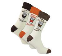 Sock Snob - 3 Pack Novelty Socks for Men - Funny Food & Drink Slogan Gift Socks (Coffee, Tea, Beer, Wine, Pizza, Chocolate) - Cotton Rich Comfortable Socks (One Size, Coffee)