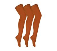 Sock Snob 3 Pair Ladies Coloured Opaque 80 Denier Plain Block Colour Tights - L - Potters Clay